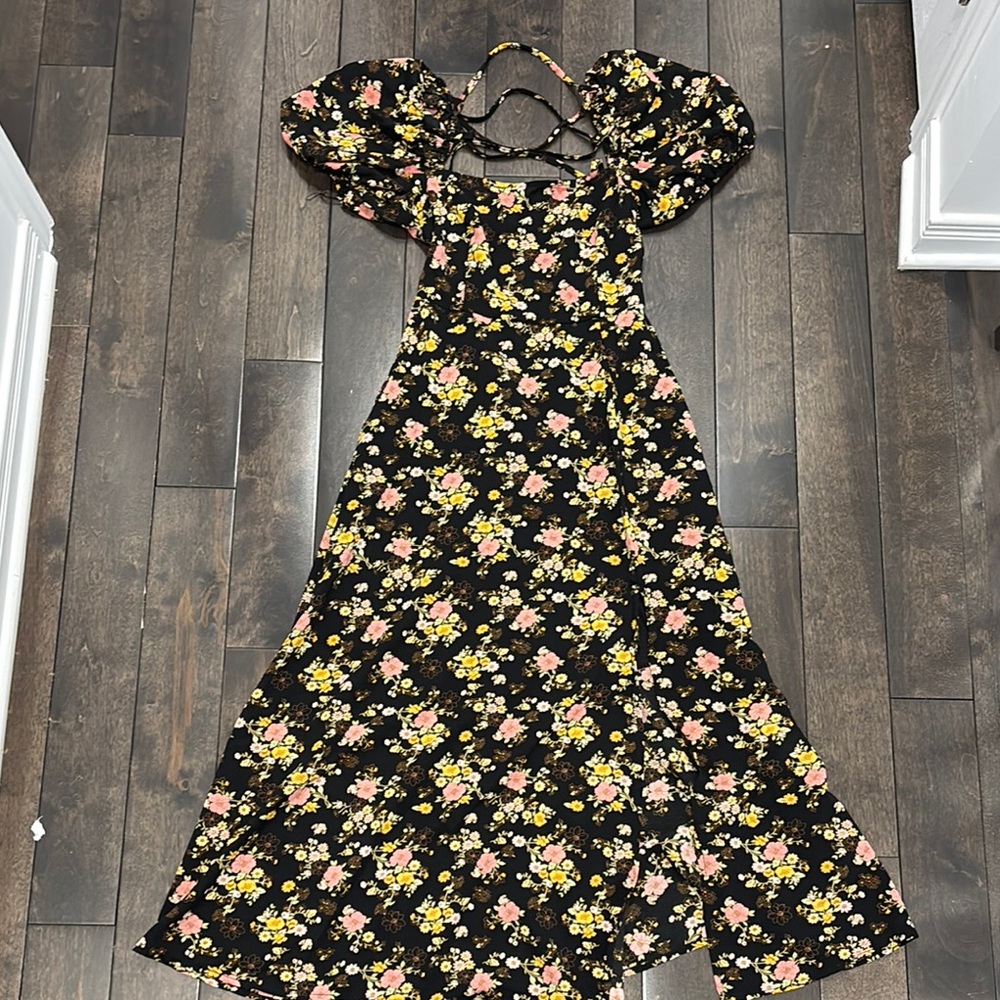 Floral Puff Sleeve Maxi Dress
